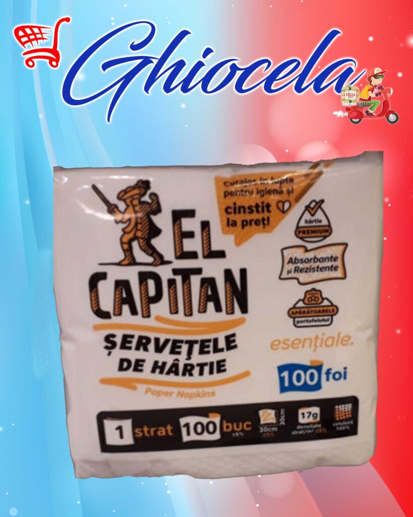 Servetele de masa El Capitan albe 25x25 cm,